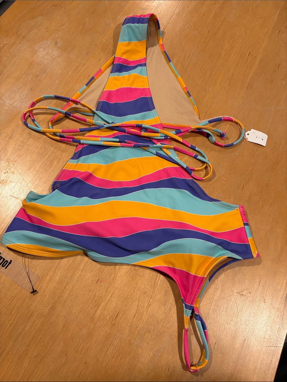 Foreplay ~ Striped Wave One shoulder One-Piece Swimsuit - Bright Stripe